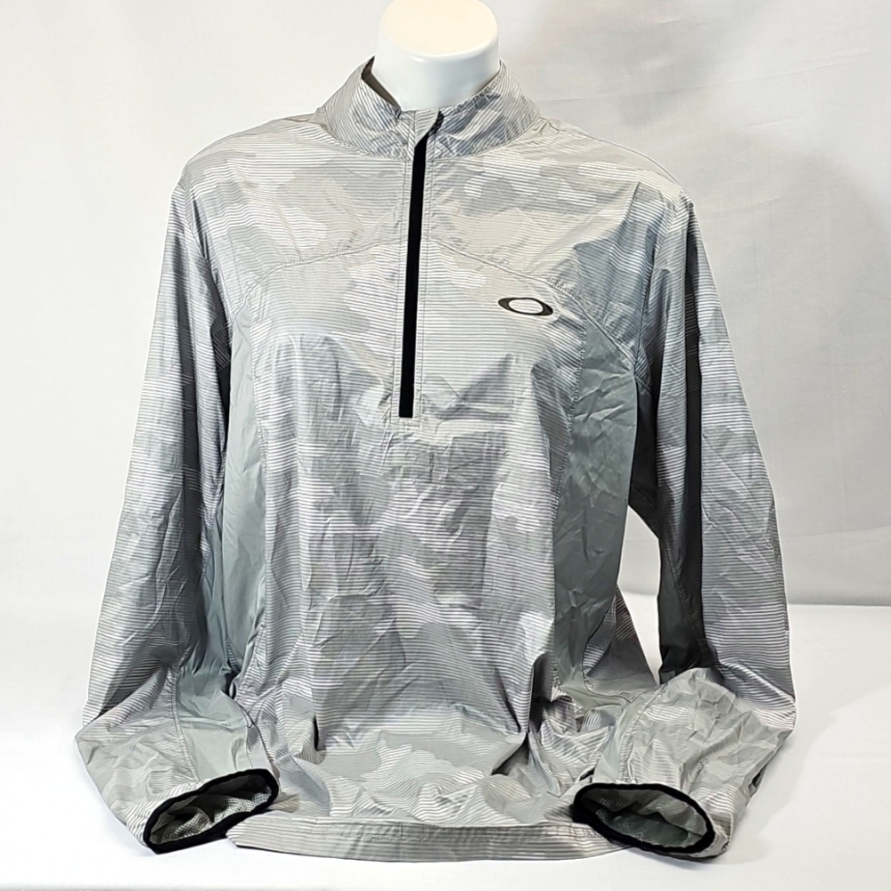 Oakley white camo half zip Windbreaker Sz.L
